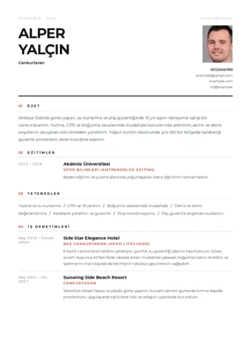 Cankurtaran CV Örnekleri cv indir